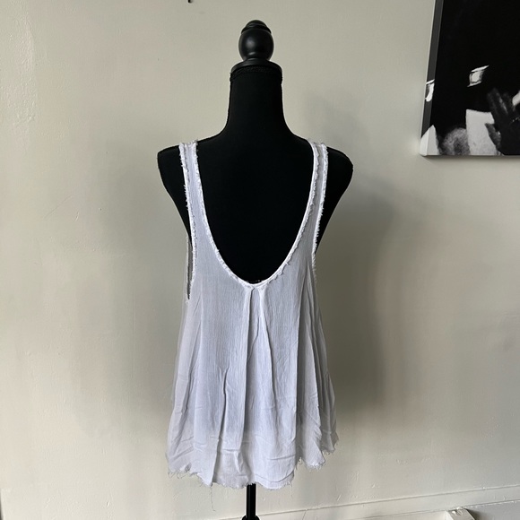 Backless Raw Hem Semi Sheer White Blouse - Picture 5 of 8